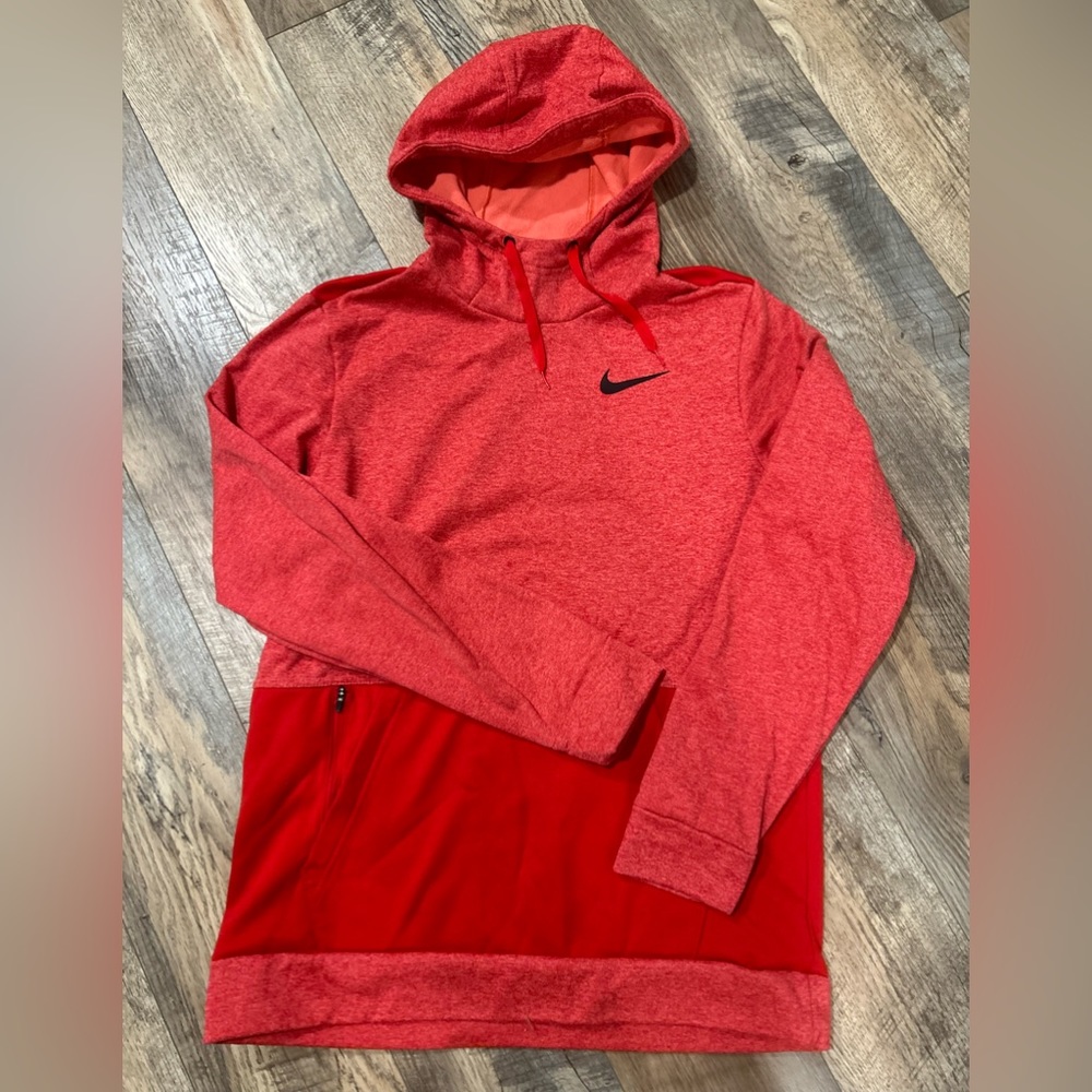 Nike Red Heather Pullover Hoodie with Red Panel